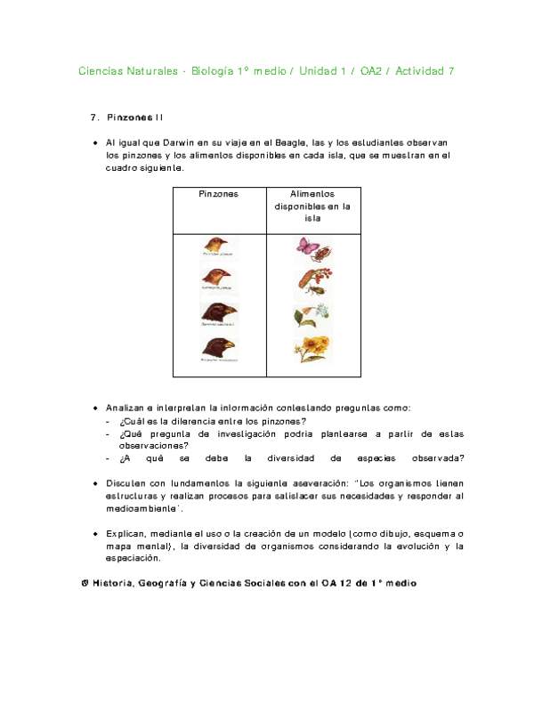 Ciencias Naturales 1 medio-Unidad 1-OA2-Actividad 7