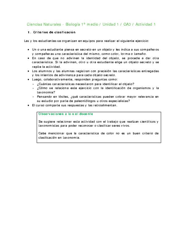 Ciencias Naturales 1 medio-Unidad 1-OA3-Actividad 1