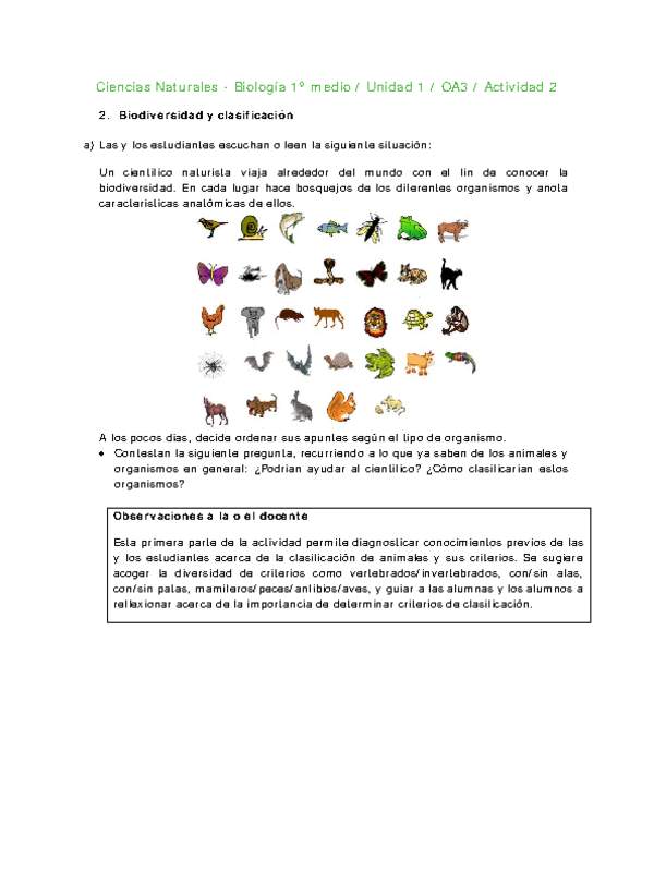 Ciencias Naturales 1 medio-Unidad 1-OA3-Actividad 2