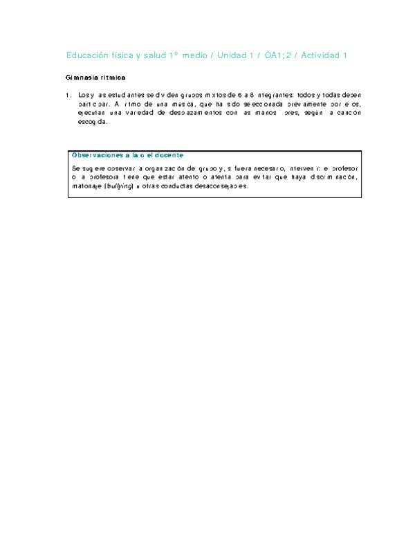 Educación Física 1 medio-Unidad 1-OA1;2-Actividad 1