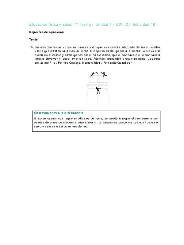 Educación Física 1 medio-Unidad 1-OA1;2-Actividad 16