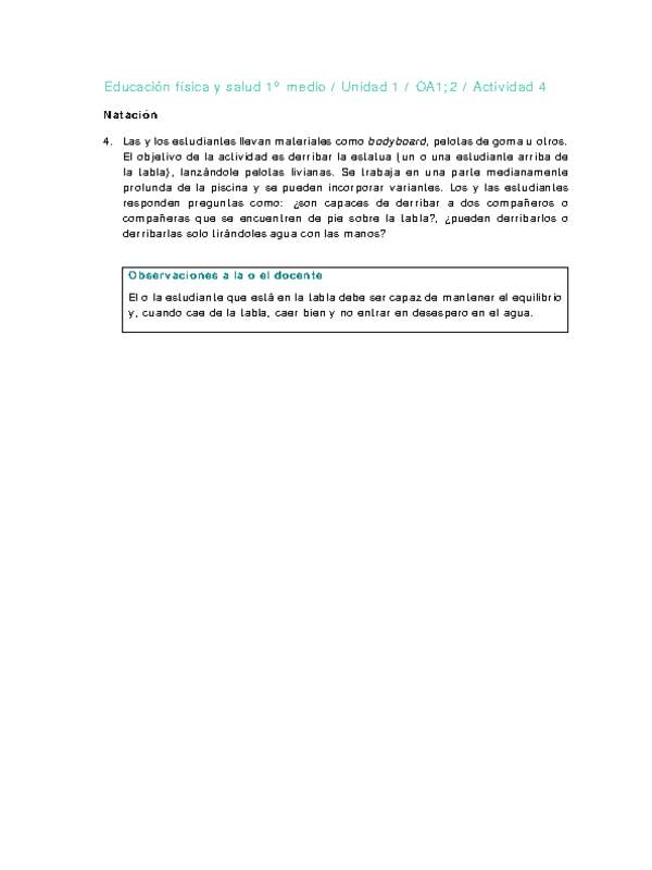 Educación Física 1 medio-Unidad 1-OA1;2-Actividad 4
