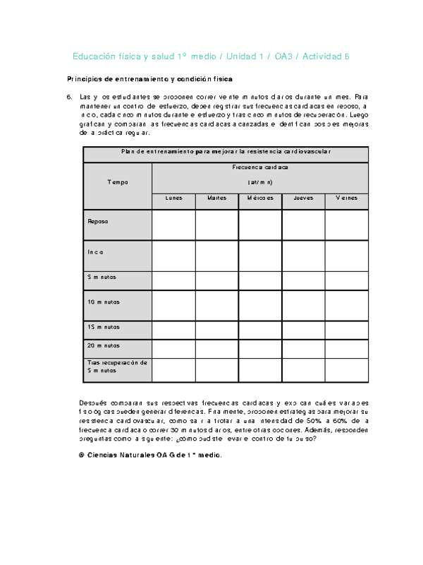 Educación Física 1 medio-Unidad 1-OA3-Actividad 6