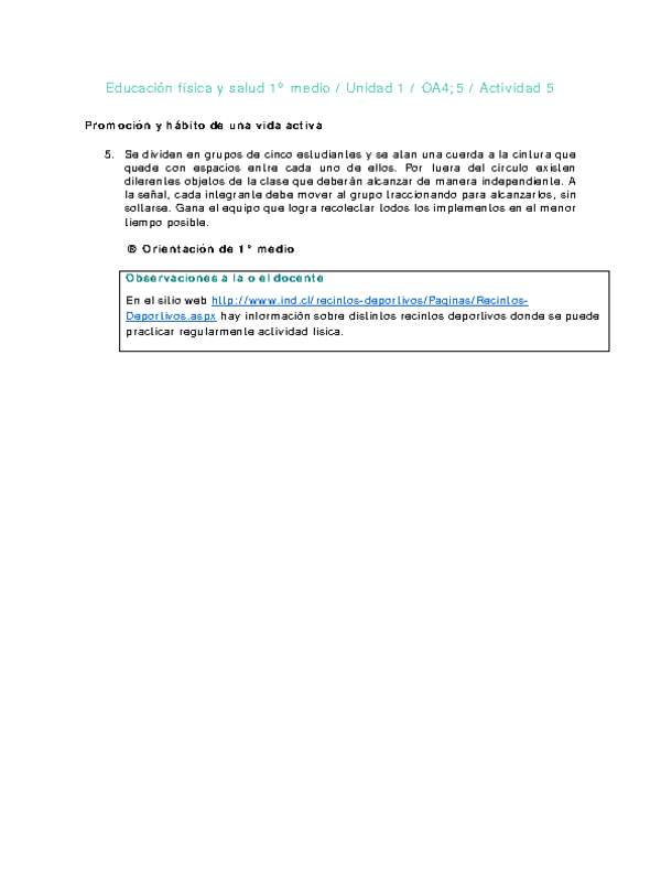 Educación Física 1 medio-Unidad 1-OA4;5-Actividad 5