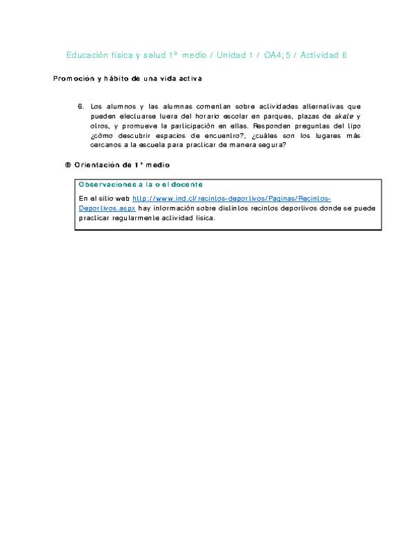 Educación Física 1 medio-Unidad 1-OA4;5-Actividad 6