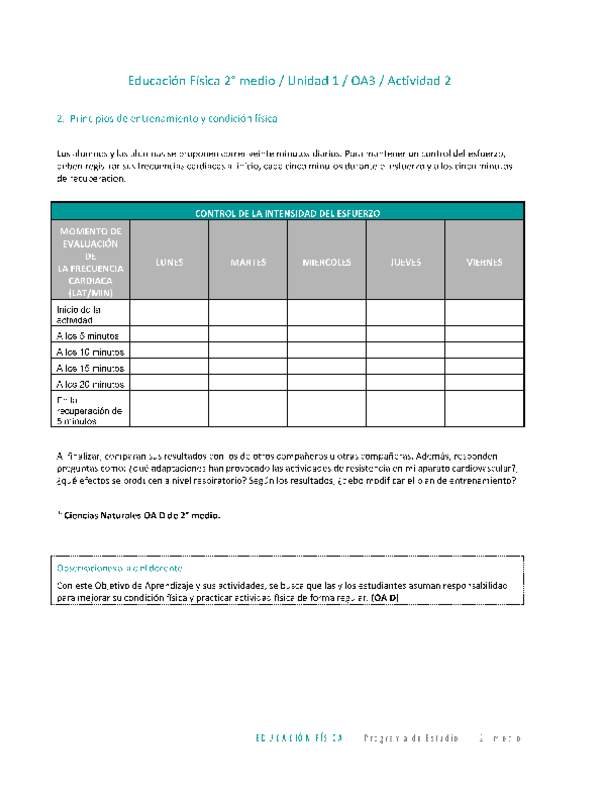 Educación Física 2 medio-Unidad 1-OA3-Actividad 2