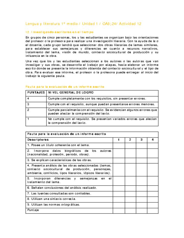 Lengua y Literatura 1 medio-Unidad 1-OA8;24-Actividad 12