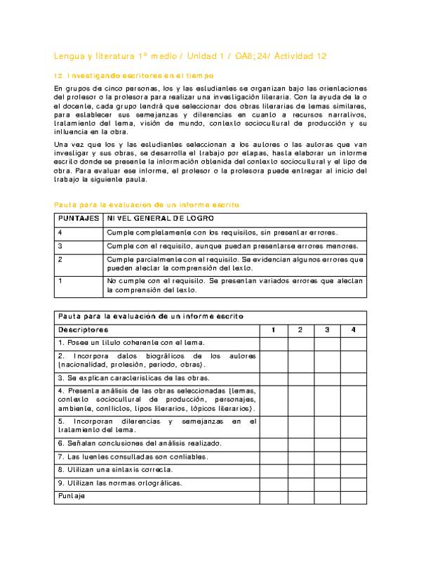 Lengua y Literatura 1 medio-Unidad 1-OA8;24-Actividad 12