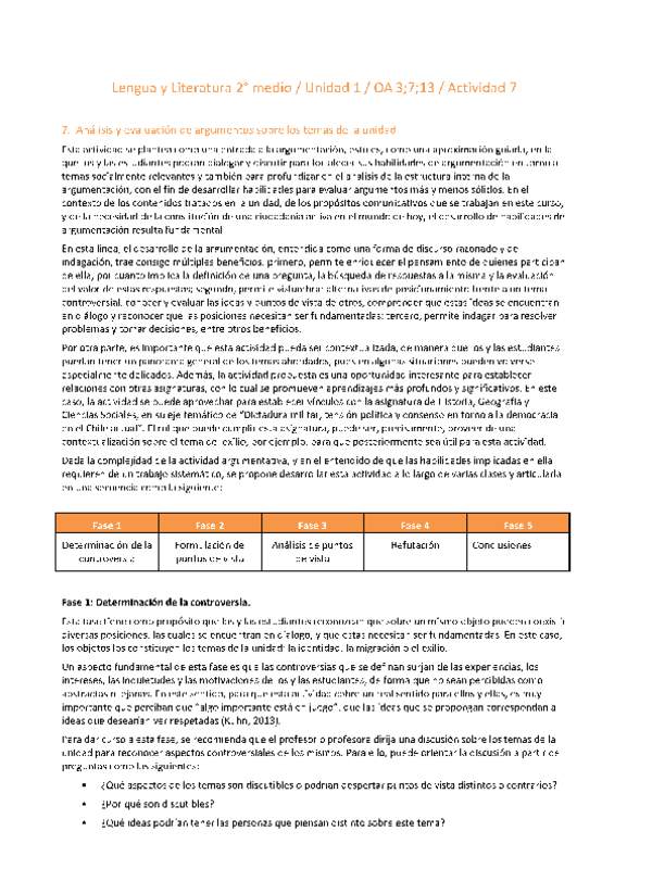 Lengua y Literatura 2 medio-Unidad 1-OA3;7;13;20;23-Actividad 7