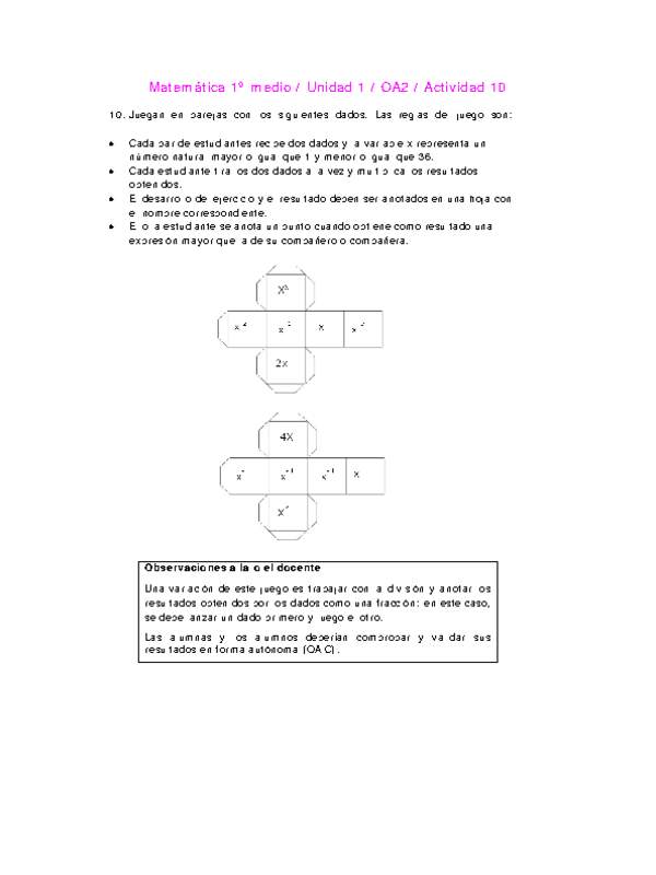 Matemática 1 medio-Unidad 1-OA2-Actividad 10