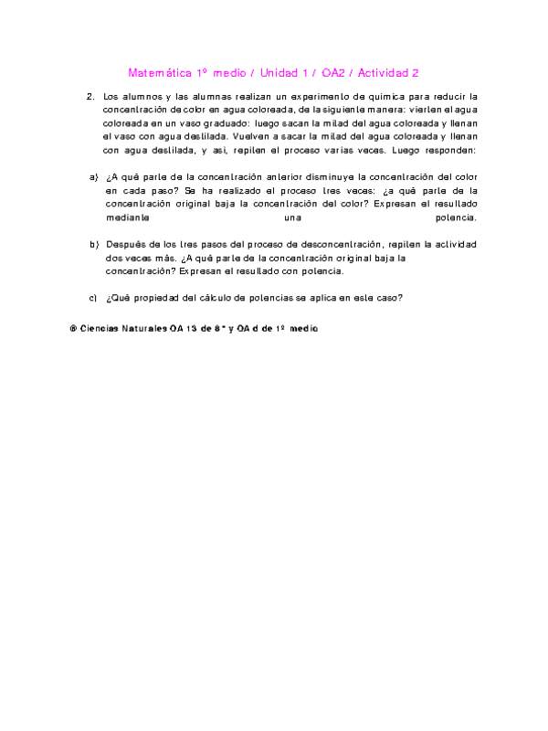 Matemática 1 medio-Unidad 1-OA2-Actividad 2