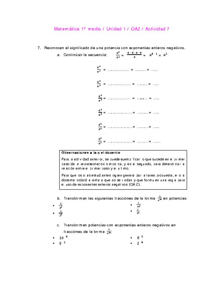 Matemática 1 medio-Unidad 1-OA2-Actividad 7