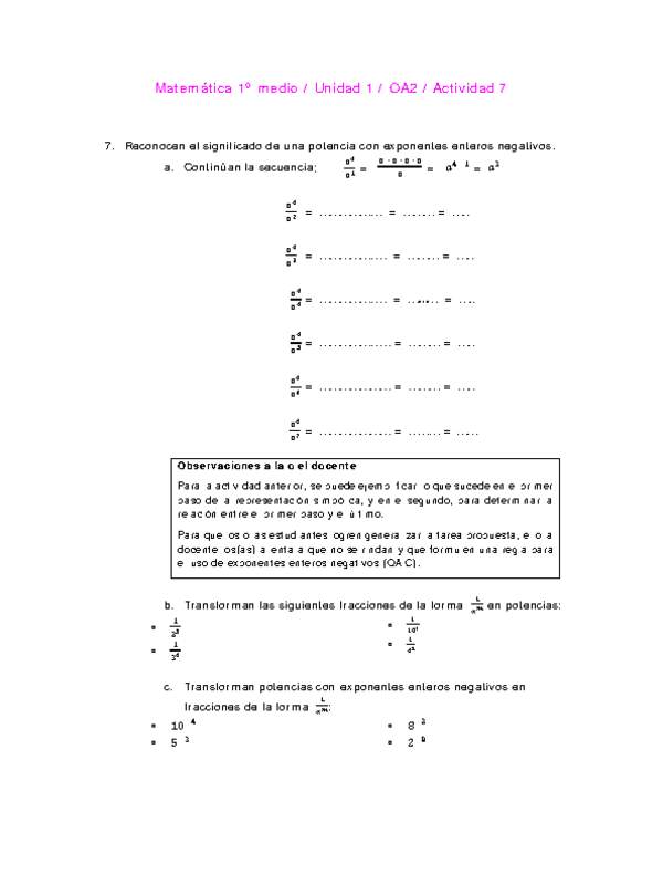 Matemática 1 medio-Unidad 1-OA2-Actividad 7