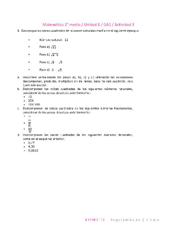 Matemática 2 medio-Unidad 1-OA1-Actividad 3
