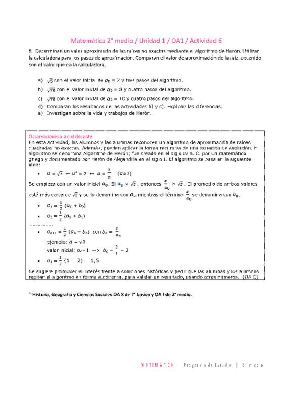 Matemática 2 medio-Unidad 1-OA1-Actividad 6