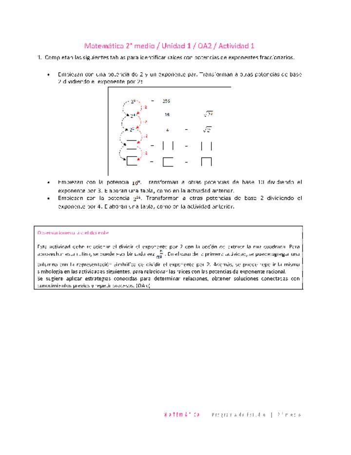 Matemática 2 medio-Unidad 1-OA2-Actividad 1