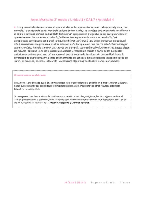 Artes Musicales 2 medio-Unidad 1-OA1;7-Actividad 4