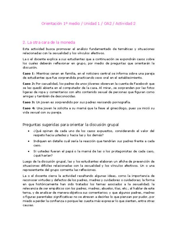 Orientación 1 medio-Unidad 1-OA2-Actividad 2