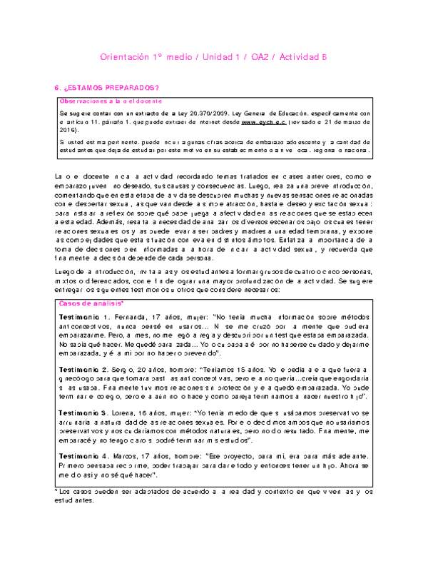 Orientación 1 medio-Unidad 1-OA2-Actividad 6