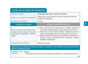 Dibuja vistas y cortes de piezas mecánicas utilizando el sistema de proyección estandarizado