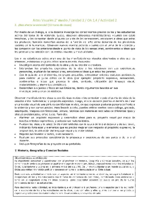 Artes Visuales 2 medio-Unidad 2-OA1;4-Actividad 2