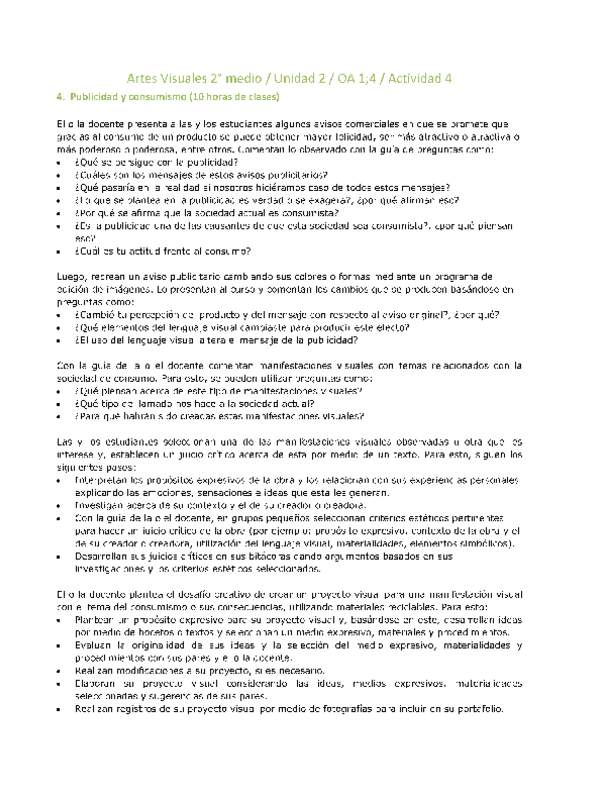 Artes Visuales 2 medio-Unidad 2-OA1;4-Actividad 4