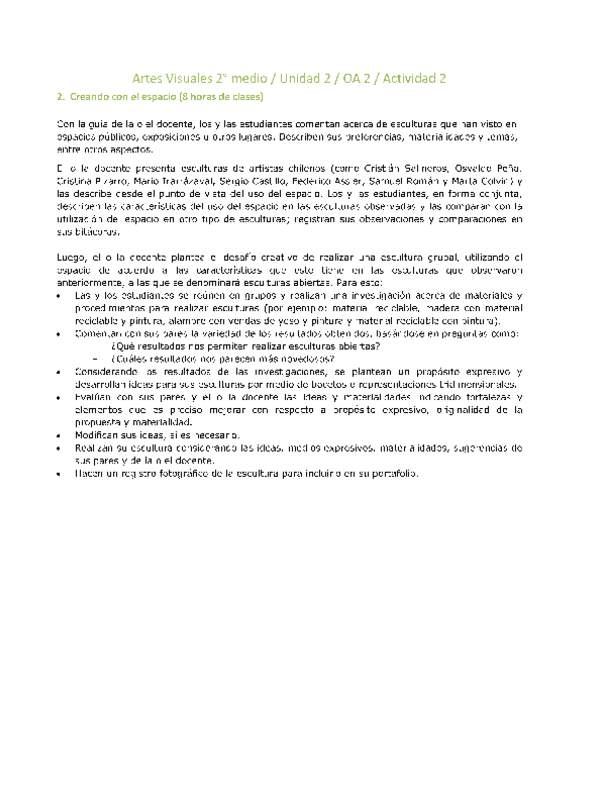Artes Visuales 2 medio-Unidad 2-OA2-Actividad 2
