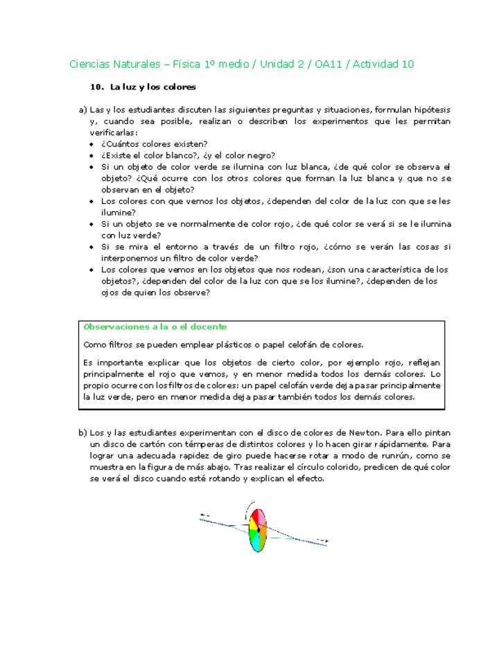 Ciencias Naturales 1 medio-Unidad 2-OA11-Actividad 10