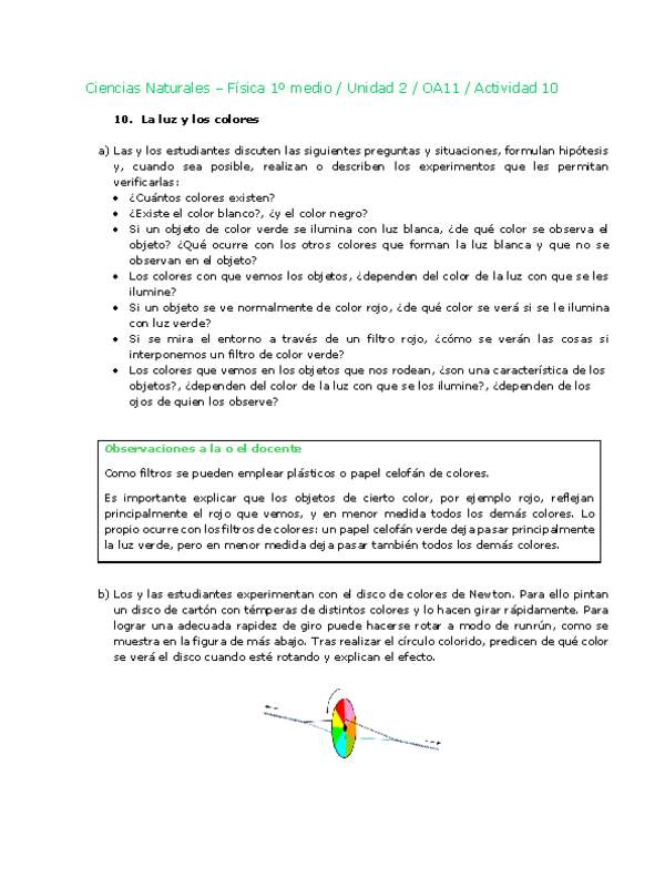 Ciencias Naturales 1 medio-Unidad 2-OA11-Actividad 10