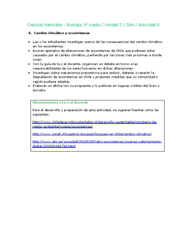 Ciencias Naturales 1 medio-Unidad 2-OA4-Actividad 8