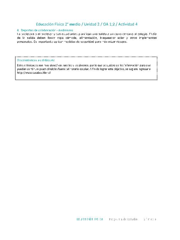 Educación Física 2 medio-Unidad 2-OA1;2-Actividad 4