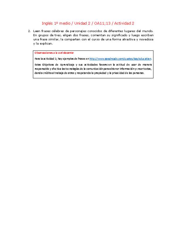 Inglés 1 medio-Unidad 2-OA11;13-Actividad 2