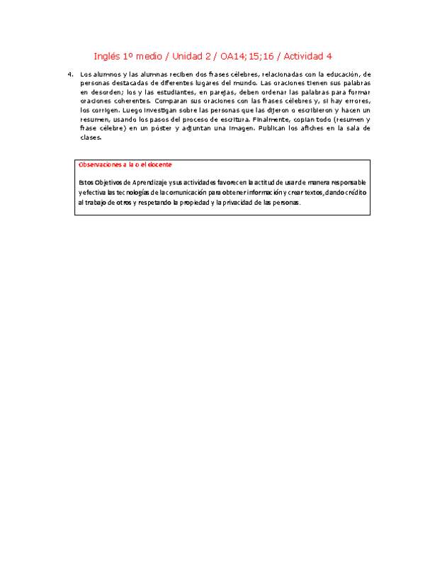Inglés 1 medio-Unidad 2-OA14;15;16-Actividad 4