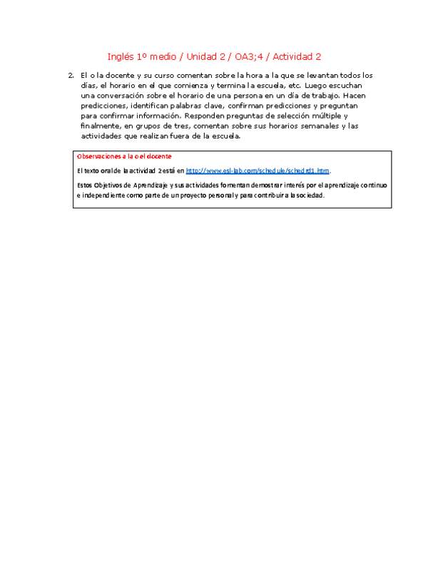Inglés 1 medio-Unidad 2-OA3;4-Actividad 2