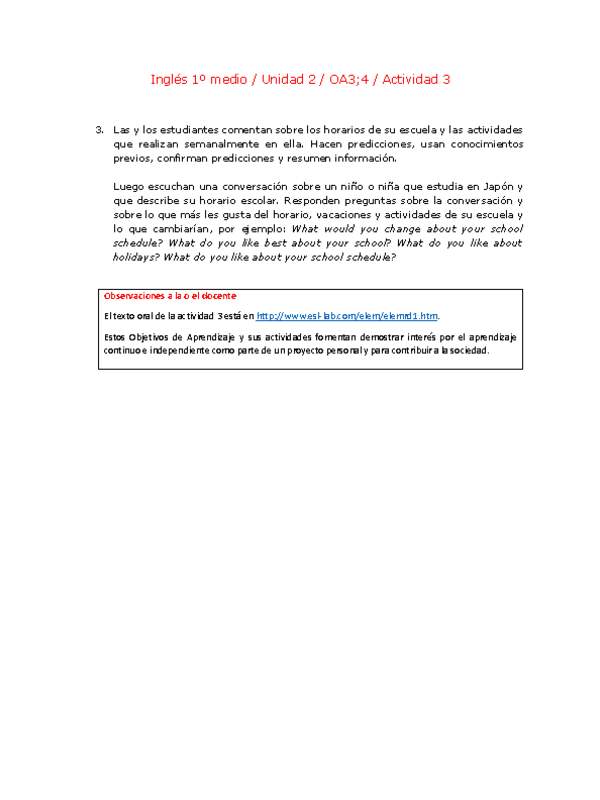 Inglés 1 medio-Unidad 2-OA3;4-Actividad 3