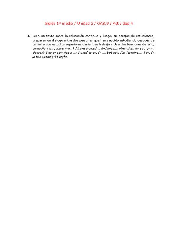Inglés 1 medio-Unidad 2-OA8;9-Actividad 4