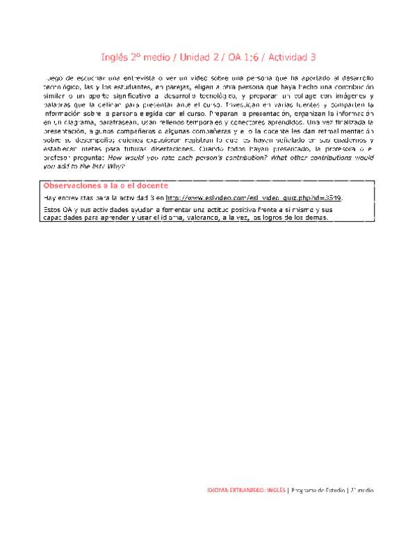 Inglés 2 medio-Unidad 2-OA1;6-Actividad 3