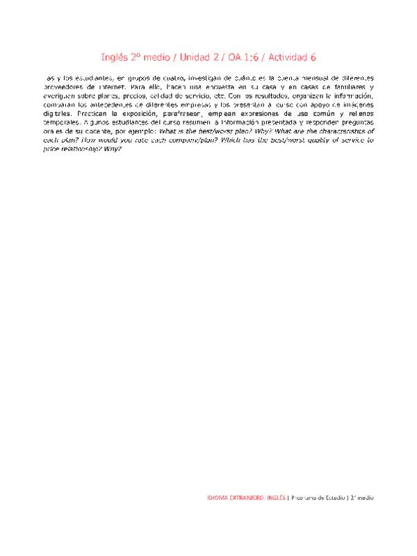 Inglés 2 medio-Unidad 2-OA1;6-Actividad 6