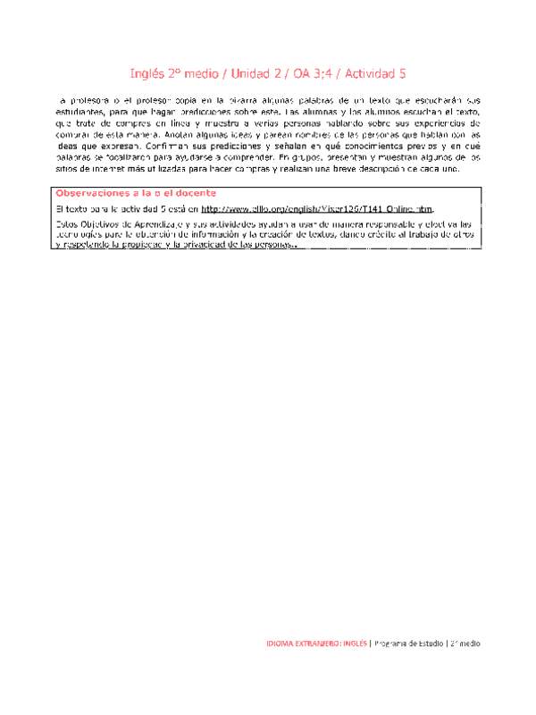 Inglés 2 medio-Unidad 2-OA3;4-Actividad 5