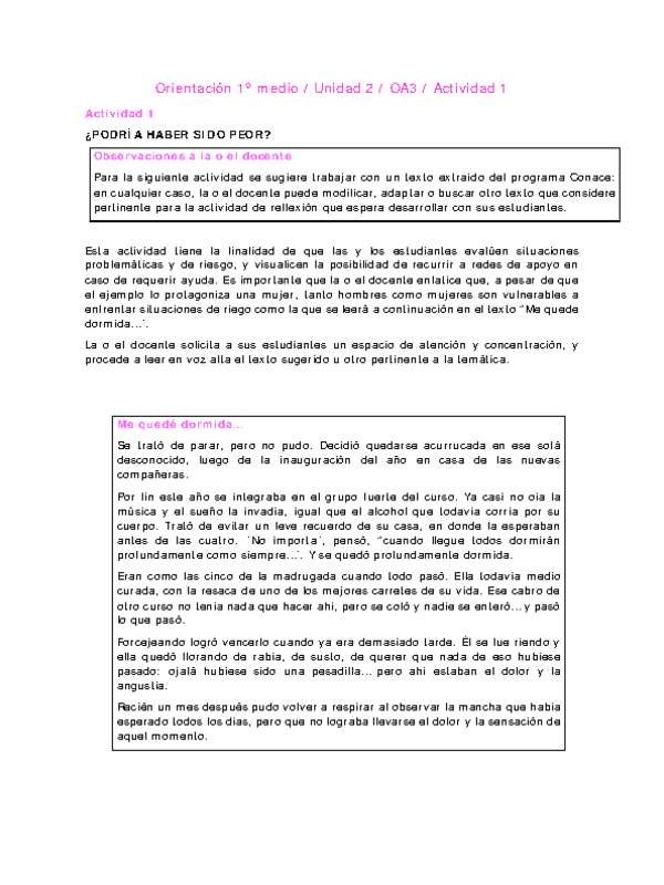 Orientación 1 medio-Unidad 2-OA3-Actividad 1