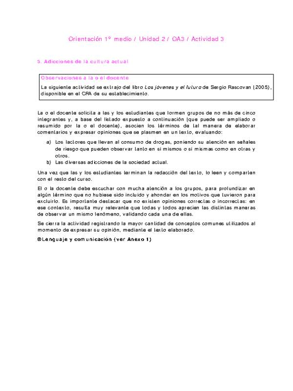 Orientación 1 medio-Unidad 2-OA3-Actividad 3