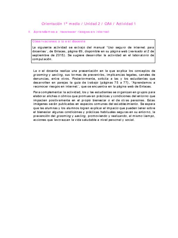 Orientación 1 medio-Unidad 2-OA4-Actividad 1
