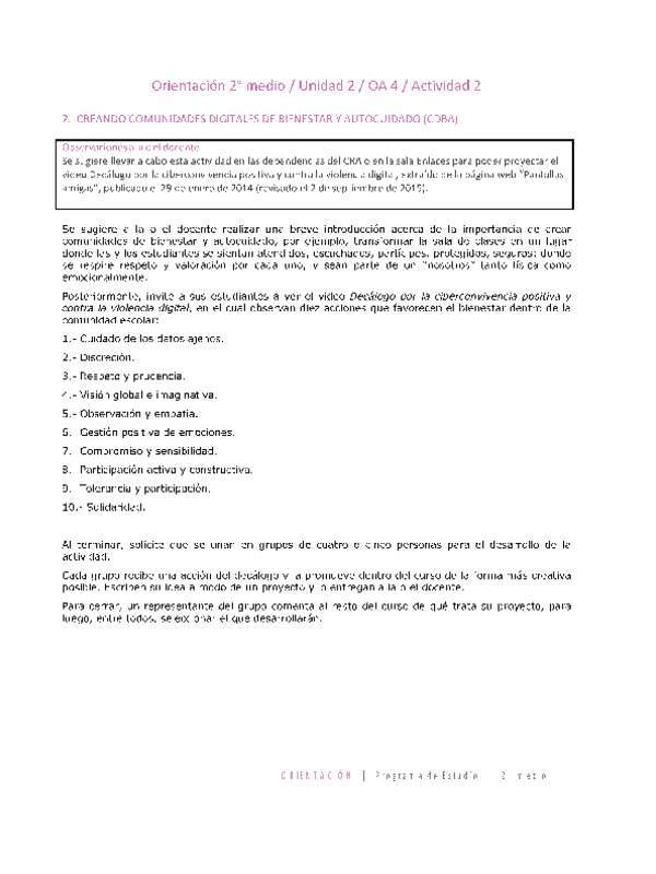 Orientación 2 medio-Unidad 2-OA4-Actividad 2