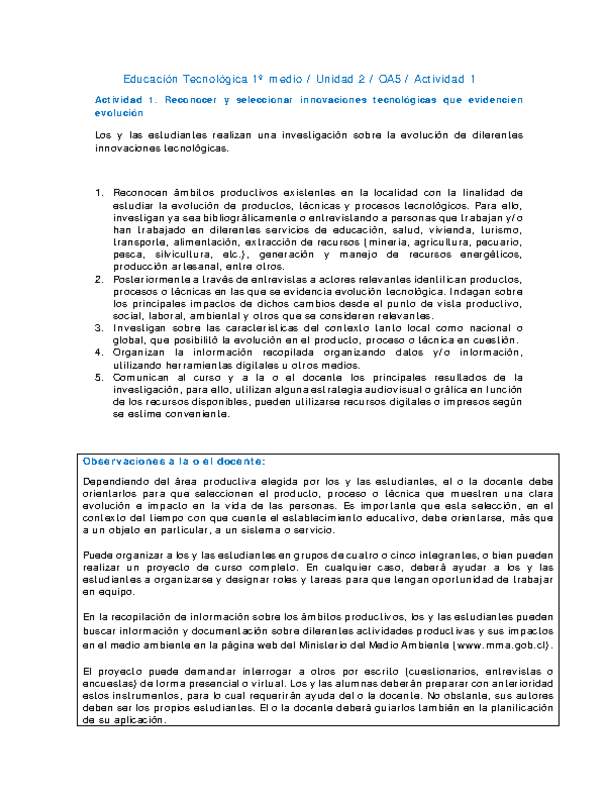 EduTec 1 medio-Unidad 2-OA5-Actividad 1