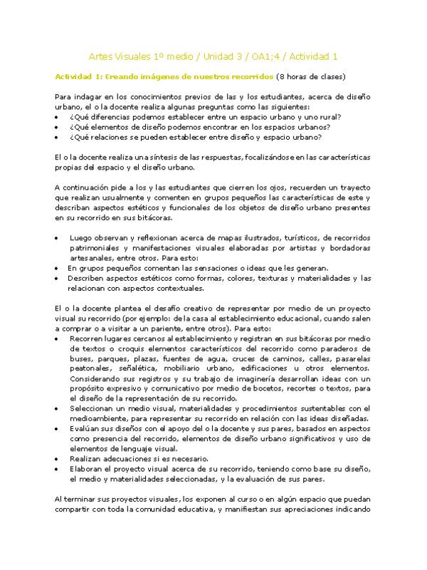 Artes Visuales 1 medio-Unidad 3-OA1;4-Actividad 1