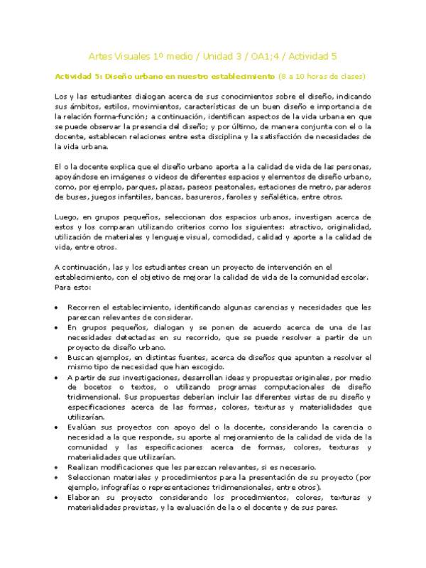 Artes Visuales 1 medio-Unidad 3-OA1;4-Actividad 5