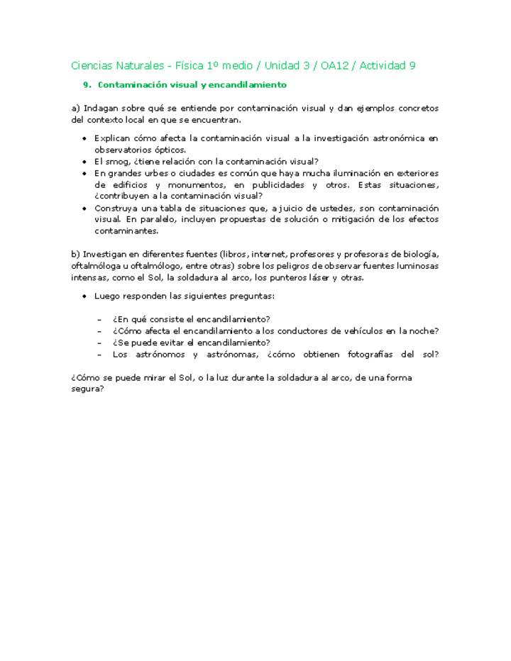 Ciencias Naturales 1 medio-Unidad 3-OA12-Actividad 9