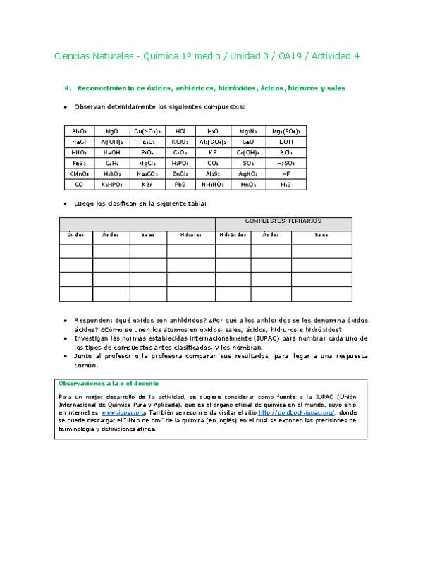 Ciencias Naturales 1 medio-Unidad 3-OA19-Actividad 4