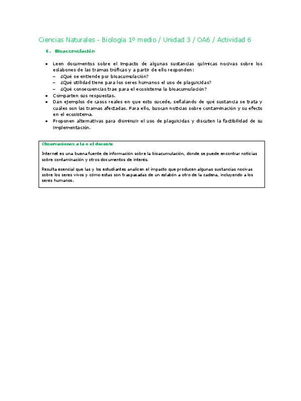 Ciencias Naturales 1 medio-Unidad 3-OA6-Actividad 6