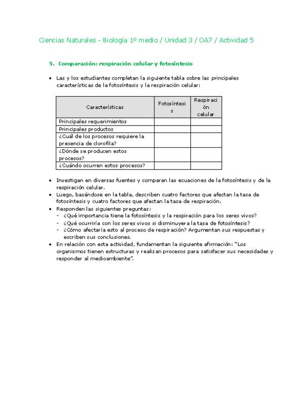 Ciencias Naturales 1 medio-Unidad 3-OA7-Actividad 5